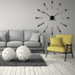 Duży nowoczesny zegar ścienny Mirror Line Black