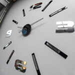 Duży nowoczesny zegar ścienny Mirror Mase L czarno-lustrzany 65 x 60 cm