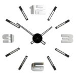 Duży nowoczesny zegar ścienny Mirror Mase L czarno-lustrzany 65 x 60 cm