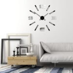 Duży nowoczesny zegar ścienny Mirror Mase L czarno-lustrzany 65 x 60 cm