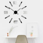 Duży nowoczesny zegar ścienny Mirror Mase L czarno-lustrzany 65 x 60 cm