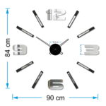 Duży nowoczesny zegar ścienny Mirror Mase L czarno-lustrzany 65 x 60 cm