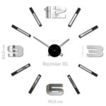 Duży nowoczesny zegar ścienny Mirror Mase XL czarno-lustrzany 90 x 84 cm