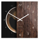 Kwadratowy szklany zegar ścienny CoffeeDesk Black 30 cm