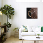 Kwadratowy szklany zegar ścienny CoffeeDesk Black 30 cm