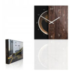 Kwadratowy szklany zegar ścienny CoffeeDesk Black 30 cm