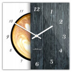 Kwadratowy szklany zegar ścienny CoffeeDesk White 30 cm