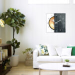 Kwadratowy szklany zegar ścienny CoffeeDesk White 30 cm