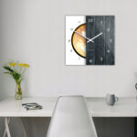 Kwadratowy szklany zegar ścienny CoffeeDesk White 30 cm