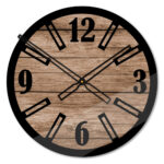 Okrągły szklany loftowy zegar ścienny Modern Wood X1 40 cm
