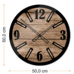 Okrągły szklany loftowy zegar ścienny Modern Wood X1 50 cm
