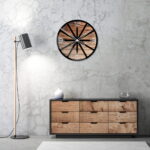 Okrągły szklany zegar ścienny Modern Wood X5 50 cm