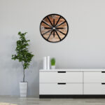 Okrągły szklany zegar ścienny Modern Wood X5 50 cm