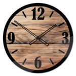 Okrągły szklany zegar ścienny Modern Wood X6 50 cm