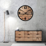 Okrągły szklany zegar ścienny Modern Wood X6 50 cm