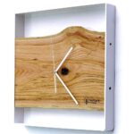 Kwadratowy zegar loftowy Time&Horizontal (poziomy) 50 cm biało-drewniany