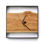 Kwadratowy zegar loftowy Time&Horizontal (poziomy) 50 cm czarno-drewniany