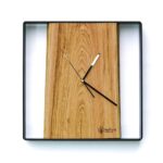 Kwadratowy zegar loftowy Time&Vertical (pionowy) 40 cm czarno-drewniany