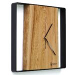 Kwadratowy zegar loftowy Time&Vertical (pionowy) 40 cm czarno-drewniany