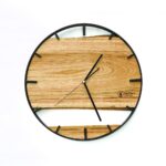 Okrągły zegar loftowy Time&Double 40 cm czarno-drewniany