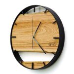 Okrągły zegar loftowy Time&Double 40 cm czarno-drewniany