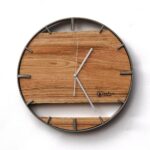 Okrągły zegar loftowy Time&Double 40 cm stalowo-drewniany