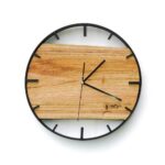 Okrągły zegar loftowy Time&Horizontal (poziomy) 40 cm czarno-drewniany