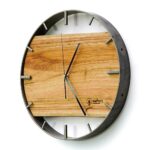 Okrągły zegar loftowy Time&Horizontal (poziomy) 40 cm stalowo-drewniany