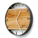 Okrągły zegar loftowy Time&Horizontal (poziomy) 40 cm stalowo-drewniany