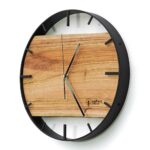 Okrągły zegar loftowy Time&Horizontal (poziomy) 50 cm czarno-drewniany