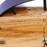 Okrągły zegar loftowy Time&Horizontal (poziomy) 50 cm czarno-drewniany