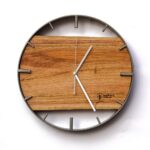 Okrągły zegar loftowy Time&Horizontal (poziomy) 50 cm stalowo-drewniany