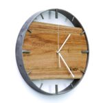 Okrągły zegar loftowy Time&Horizontal (poziomy) 50 cm stalowo-drewniany