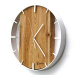 Okrągły zegar loftowy Time&Vertical (pionowy) 40 cm biało-drewniany