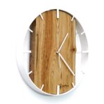 Okrągły zegar loftowy Time&Vertical (pionowy) 40 cm biało-drewniany