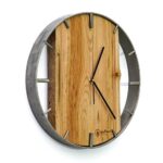 Okrągły zegar loftowy Time&Vertical (pionowy) 40 cm stalowo-drewniany