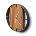 Okrągły zegar loftowy Time&Vertical (pionowy) 50 cm stalowo-drewniany