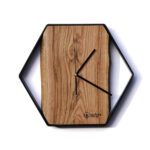 Sześciokątny zegar loftowy Time&Vertical (pionowy) 50 cm czarno-drewniany