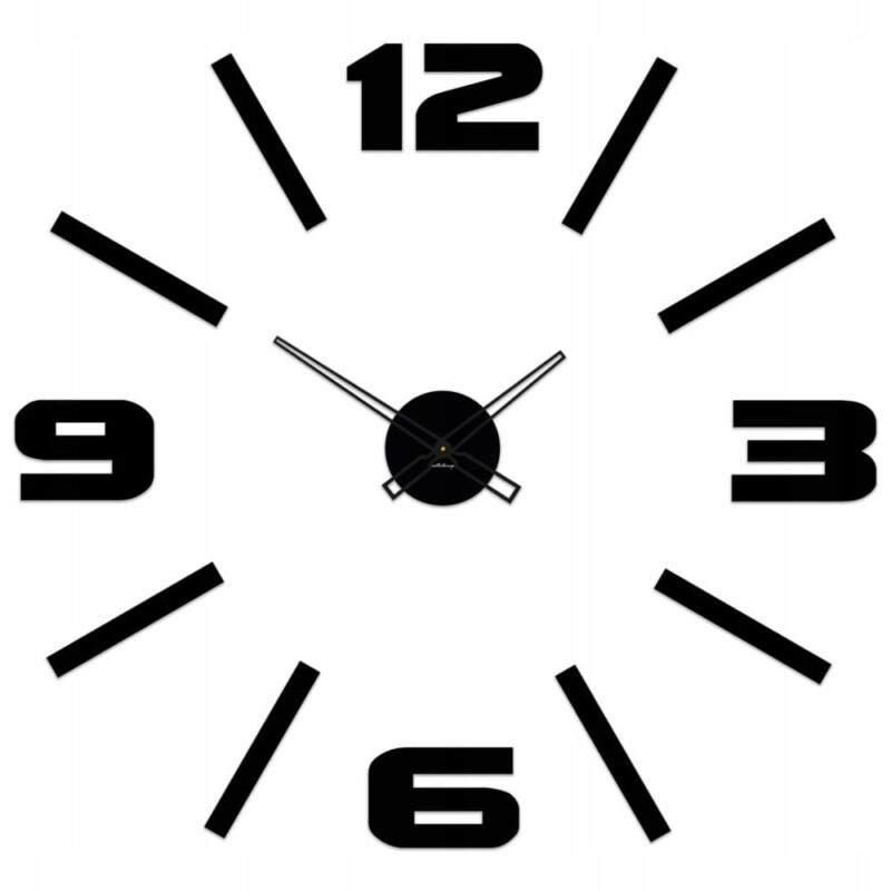 Duży nowoczesny zegar ścienny Mirror Mase MAT XL czarny matowy 90 x 84 cm