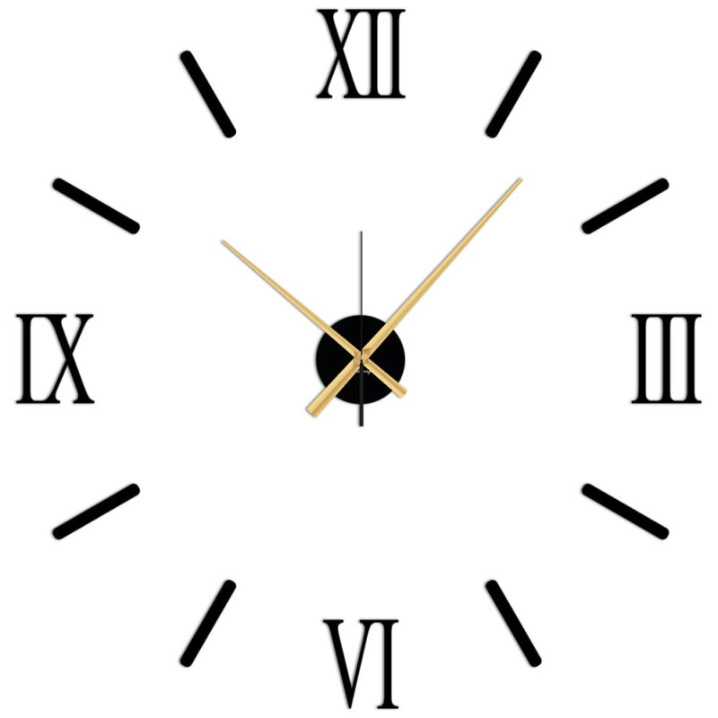 Duży rzymski zegar ścienny Romano Black czarny 70 x 70 cm