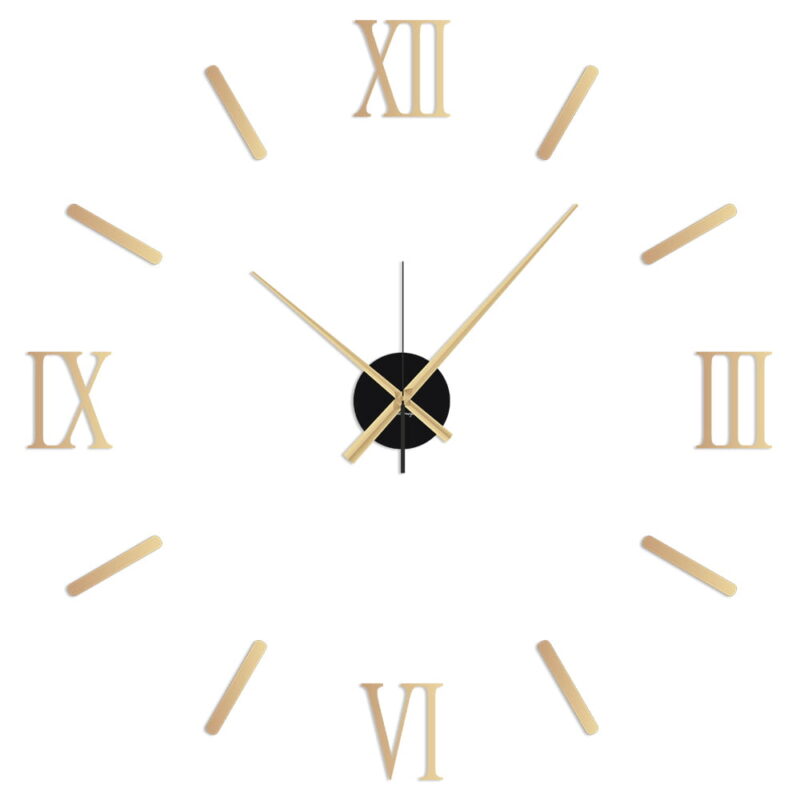 Duży rzymski zegar ścienny Romano Gold złoty 70 x 70 cm