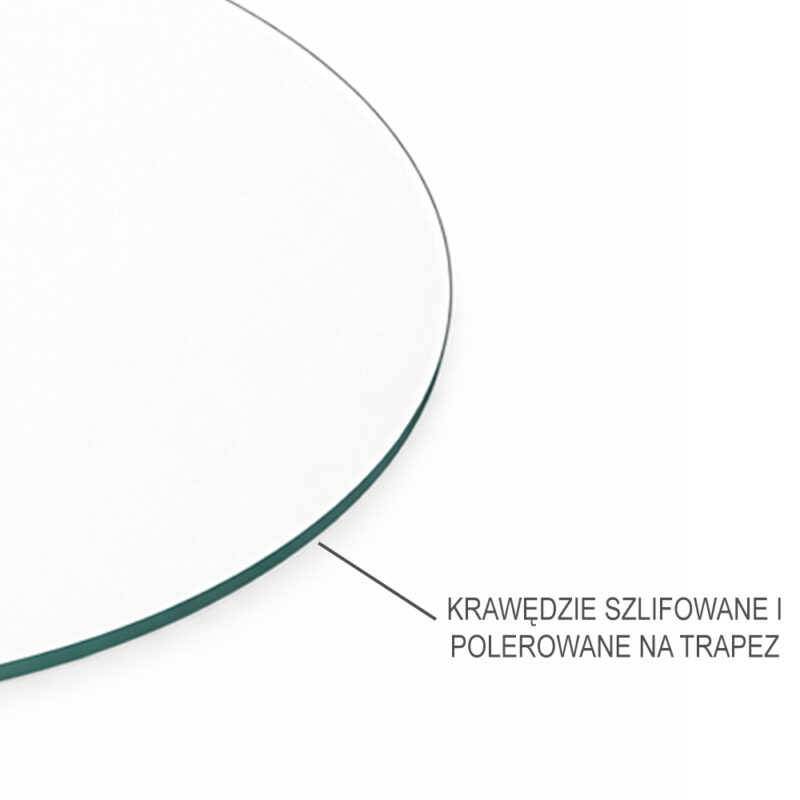 Okrągły blat szklany 30 cm – szkło hartowane na blat stołu 4 mm szlifowane i polerowane na trapez