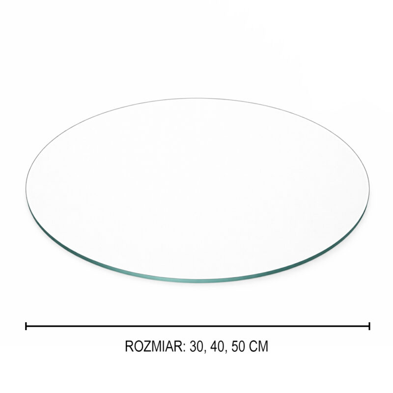 Okrągły blat szklany 30 cm – szkło hartowane na blat stołu 4 mm szlifowane i polerowane na trapez