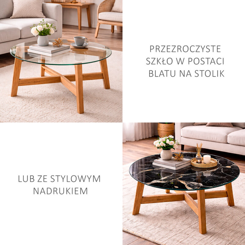 Kwadratowy blat szklany 30 cm – szkło hartowane na blat stołu 4 mm szlifowane i polerowane na trapez