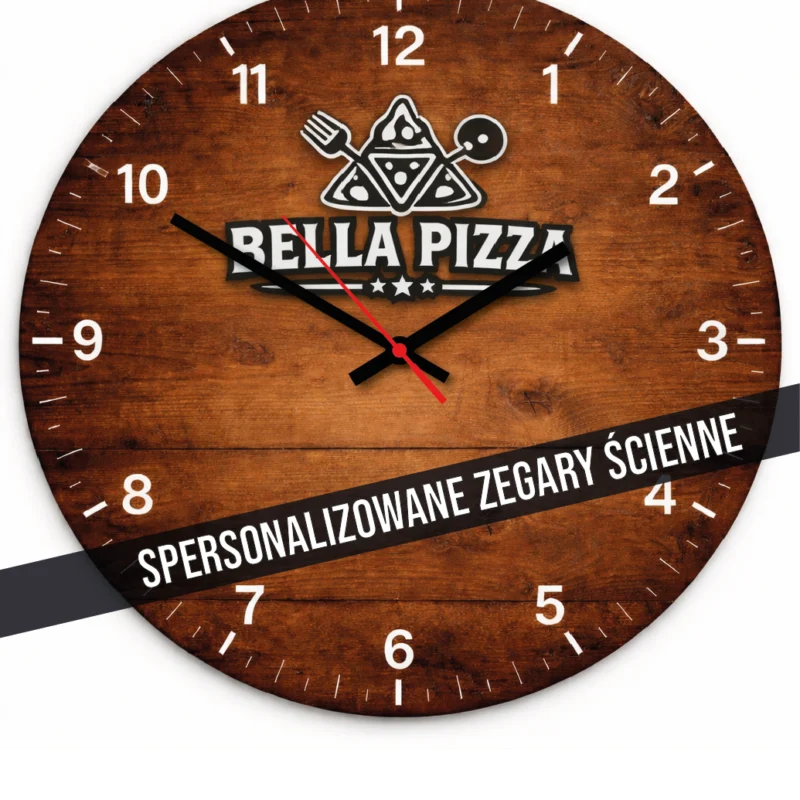 Okrągły spersonalizowany szklany zegar ścienny 50 cm z własnym nadrukiem lub logo