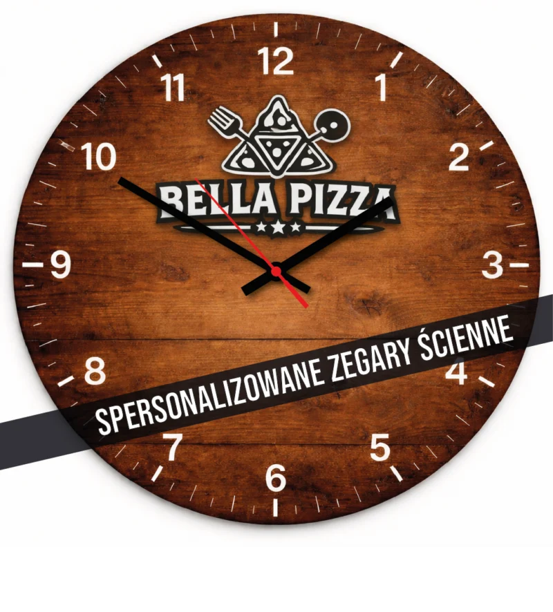 Okrągły spersonalizowany szklany zegar ścienny 50 cm z własnym nadrukiem lub logo